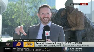 ESPN SC  Dave McMenamin predicts Lakers vs Suns LeBron James will overpower Kevin Durant tonight [upl. by Yennek]