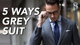 5 Ways To Wear A Grey Suit  Mens Outfit Ideas [upl. by Lowrance]