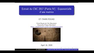 Extrait du CNC 2017 partie 4 Exponentielle dune matrice [upl. by Brasca]