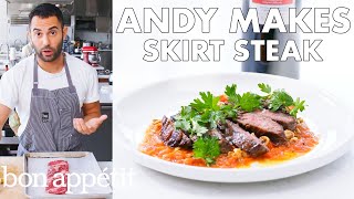 Andy Makes Skirt Steak with Romesco Sauce  From the Test Kitchen  Bon Appétit [upl. by Nhoj]