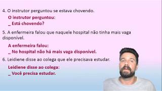 Correção dos exercícios sobre discursos direto e indireto [upl. by Ivette92]