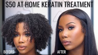 HOW TO USE KERATIN TREATMENT AT HOME TO STRAIGHTEN NATURAL HAIR [upl. by Sirtimed]