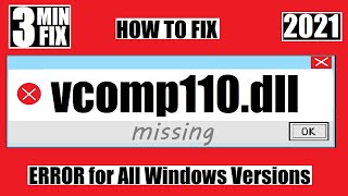 ✅ How to Fix VCOMP110dll Missing from your computer was Not found Error 💻 Windows 107 💻 3264Bit [upl. by Keely]