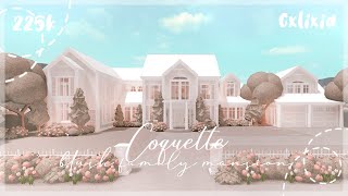 aesthetic blush coquette mansion ‎♡₊˚ 🦢 exterior  bloxburg house build [upl. by Hurless]