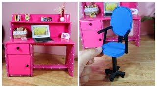 DIY Miniature Dollhouse Desk and Chair  Hacks And Crafts [upl. by Anilek]