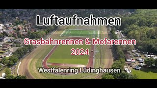 Luftaufnahmen Grasbahnrennen und Mofarennen Lüdinghausen 2024  Westfalenring TV [upl. by Nadean]