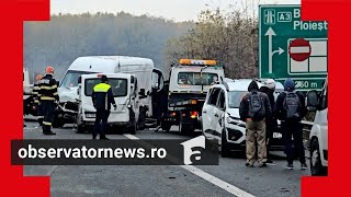 Carambolul cu 12 maşini de pe A3 Gestul unei şoferiţe care a salvat alte autoturisme să se facă zob [upl. by Shira611]