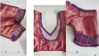 Aari net work blouse cutting and stitching easy method [upl. by Iruahs]