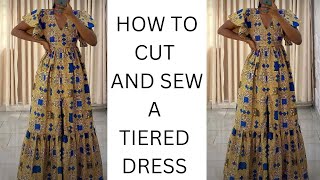 BUSTIER TIERED DRESS  GYPSY DRESS  CARIBBEAN DRESS TUTORIAL  Easy cutting and stitching [upl. by Krakow143]