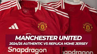 Manchester United Authentic vs Replica Home Jersey Comparison Review  202425 [upl. by Pegg]