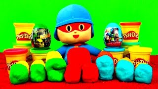 PlayDoh Surprise Eggs POCOYO Disney Cars 2 Rare Zombie Zity Angry Birds Spongebob Cabbage Patch Kid [upl. by Notyarb]