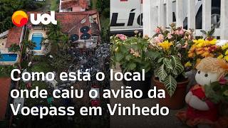 Acidente da Voepass Local onde avião caiu em Vinhedo tem área isolada flores e rotina vigiada [upl. by Elle]