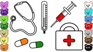 Medical Kit for Doctor  Coloring Pages for Toddlers [upl. by Durman]