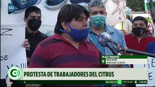 Trabajadores del citrus realizaron una protesta pidiendo una suba en el Plan Intercosecha [upl. by Ailemrac]