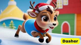 Names of 9 Santas Reindeer  Fun Christmas Song For Kids [upl. by Acinehs]