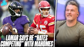 Lamar Says He quotDoesnt Like Competing Against Mahomes At Allquot Ahead Of AFC Championship  Pat McAfee [upl. by Eustis605]