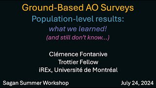 Groundbased AO Surveys  Clemence Fontanive Université de Montréal [upl. by Alrahc]