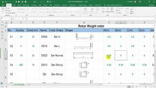 How to calculate weight rebar in excel [upl. by Juana]