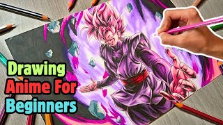 How To Draw Anime For Beginners  Drawing Black Goku goku dragonball [upl. by Doralyn]