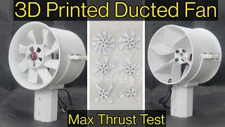 80 mm Electric Ducted Fan with Stator Blades  3D Printed  Max thrust test [upl. by Shani]