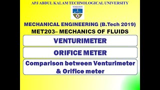 Venturimeter amp Orifice meter  KTU  Mechanical  MET 203 MOF  Module 3  Part 4 [upl. by Anastassia]