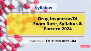 Drug Inspector DI  Exam Date Syllabus amp Pattern 2024 [upl. by Oberstone20]