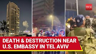 Big Blast Near US Embassy In Tel Aviv At Least One Dead Ten Injured As Israeli Air Defence Fails [upl. by Dulcle]