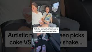 Autistic nonverbal teen picks coke VS strawberry shake viral autism autismawarness [upl. by Gervase]