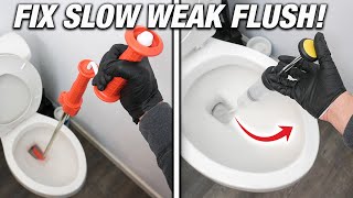 How To FIX A SLOW amp Weak Flushing Toilet 4 Different Ways Guaranteed DIY For Beginners [upl. by Reamy]