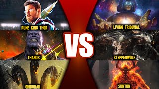 Rune King Thor Vs Living Tribunal Thanos Vs Steppenwolf Surtur Vs Ghidorah  In Hindi [upl. by Navar]