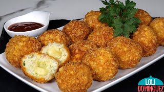 Bolitas de arroz frito y rellenas de queso receta fácil 🤩 Loli Domínguez  Recetas de comida [upl. by Ossie]