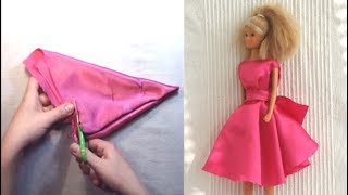 NO Sew Barbie doll dress with pattern 2 [upl. by Roselyn250]