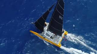 F4 foiling catamaran builder built by DNA Performance sailing St Barths DJI Perspective shipyard b [upl. by Eltotsira]