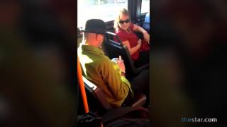 Man in Green Altercation with woman on TTC bus [upl. by Arrol]