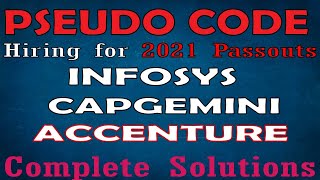 Recruitment 2021  PseudoCode Problems  Aptitude Test  Infosys  Cognizant  Capgemini  Accenture [upl. by Alacim]