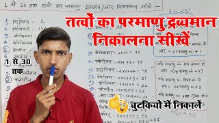 तत्वों का परमाणु द्रव्यमान निकालना सीखें  parmanu dravyaman kaise nikale  atomic mass kaise nikale [upl. by Eneiluj700]