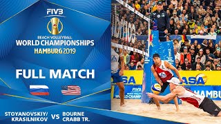 StoyanovskiyKrasilnikov vs BourneCrabb  SemiFinal  Beach Volleyball World Champs Hamburg 2019 [upl. by Annaoj]