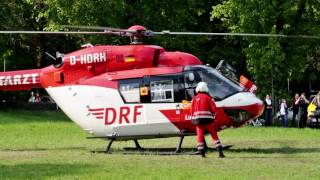 DRF Luftrettung Hubschrauber Christoph Weser Start in Delmenhorst  Tag der Helfer [upl. by Akissej]