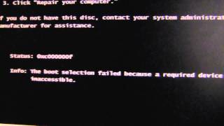 Repair Windows 7 0xc000000f Startup Error Problem [upl. by Coit404]