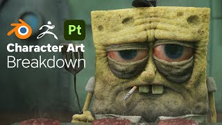 Creating SpongeBob with Blender Zbrush and Substance Painter [upl. by Reppep]