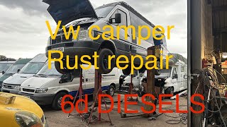 Vw camper van body repairs today we sort someone horrid bodge [upl. by Akema]