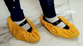 DIY Shoe Covers making  How to make Shoe Covers from carry bag  Reusable Shoe Covers making idea [upl. by Coleville960]