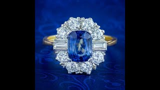 Art Deco Style Sapphire Diamond Cluster Ring 2ct Blue Sapphire [upl. by Lila]