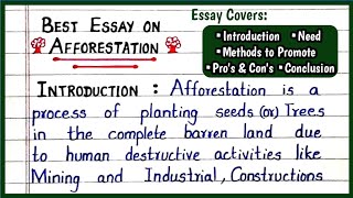 ESSAY ON AFFORESTATION in English  Afforestation Essay in English Afforestation Essay Write Right [upl. by Aniaj]