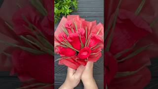 Bouquet of Roses with a Surprise Crepe Paper Flowers Gift Ideas [upl. by Fortunia]