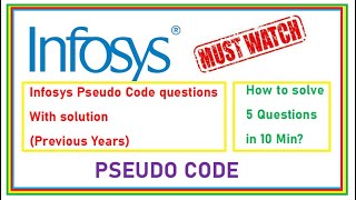 Infosys Pseudo Code MCQ Questions Fully Solved Previous Years [upl. by Anotyal]