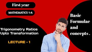 Trigonometric Ratios Upto Transformation Lecture  1 [upl. by Setarcos]