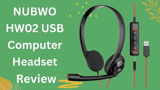 NUBWO HW02 USB Computer Headset with Clear Chat Microphone Lightweight OnEar Wired Headset Review [upl. by Land]