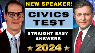 1 to 100 Fast Civics Test 2024 US Citizenship QuestionsAnswers w New Speaker Ciudadania [upl. by Tasiana706]