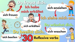 30 Reflexive Verben im Deutschen einfach lernen  Beispiele und Sätze für jedes Pronomen [upl. by Inaliak]